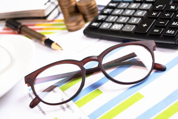 istock Closeup of eyewear at office table 1652155350