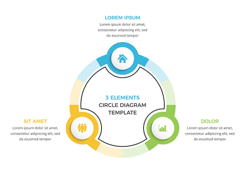 Circle infographic template with three elements, business infographics, vector eps10 illustration