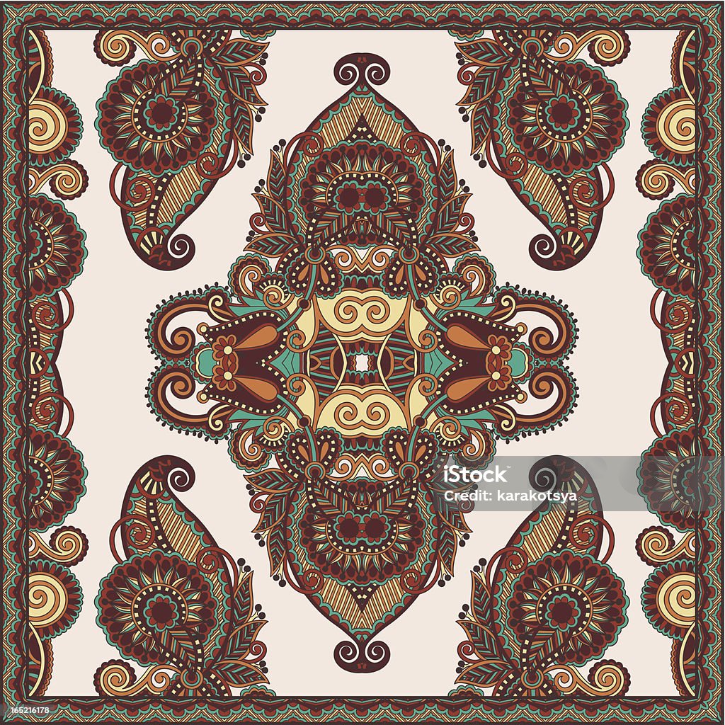 Traditional ornamental floral paisley bandanna Traditional ornamental floral paisley bandanna. You can use this pattern in the design of carpet, shawl, pillow, cushion Decoration stock vector