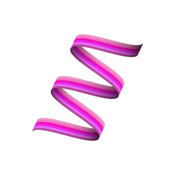 Vector illustration of pink twisted ribbon 3d multi color