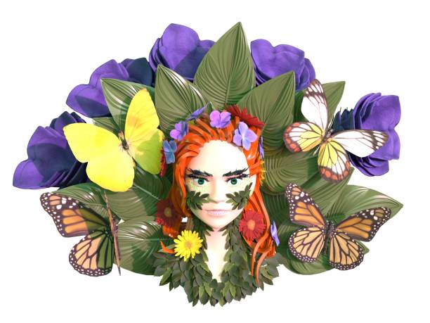 3D rendering of stylized beautiful girl