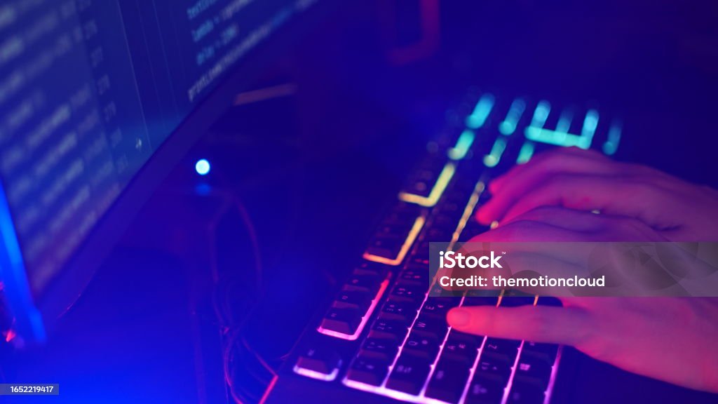 Coding And Scripting On Computer Typing Scripts And Codes On Keyboard ...