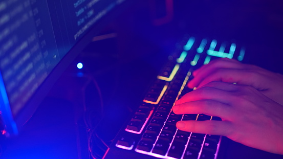 Coding And Scripting On Computer Typing Scripts And Codes On Keyboard ...