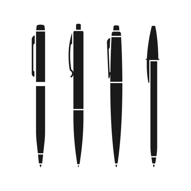 stift und kugelschreiber icon set. - kugelschreiber stock-grafiken, -clipart, -cartoons und -symbole