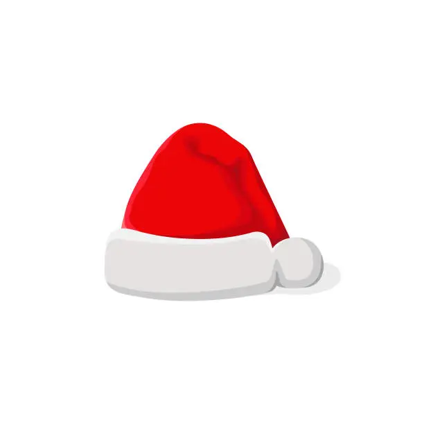 Vector illustration of Santa Claus Hat Flat Design on White Background.
