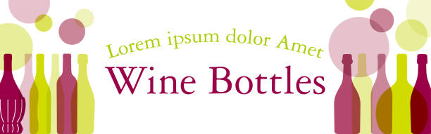 illustrazioni stock, clip art, cartoni animati e icone di tendenza di cornice banner di bottiglie di vino in rapporto 320:100. - wine rack grape liquor store vineyard