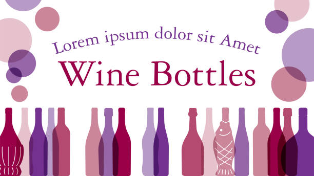 16:9 비율의 와인 병 배너 프레임. - wine rack grape liquor store vineyard stock illustrations