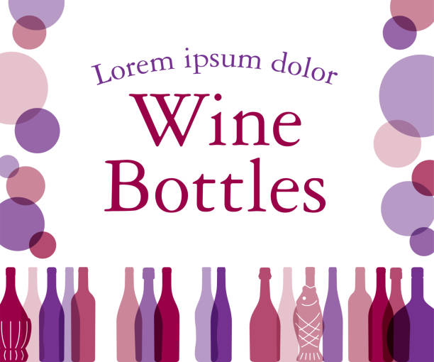320:250 비율의 와인 병 배너 프레임. - wine rack grape liquor store vineyard stock illustrations