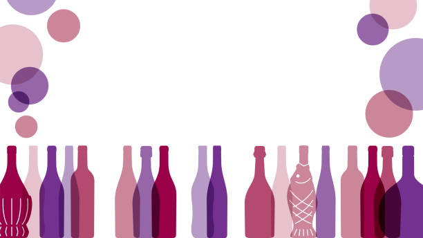 bannerrahmen von weinflaschen im verhältnis 16:9. - wine rack illustrations stock-grafiken, -clipart, -cartoons und -symbole