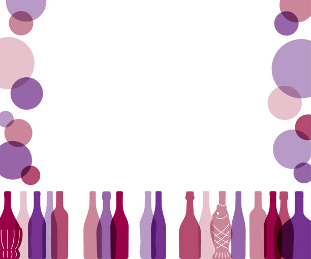 ilustraciones, imágenes clip art, dibujos animados e iconos de stock de marco de banner de botellas de vino en relación 320:250. - wine wine rack liquor store bar