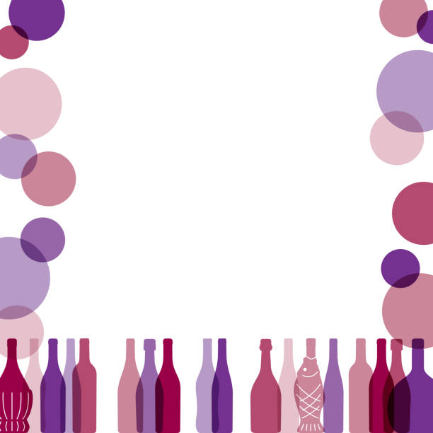 320:300 비율의 와인 병 배너 프레임. - wine rack grape liquor store vineyard stock illustrations