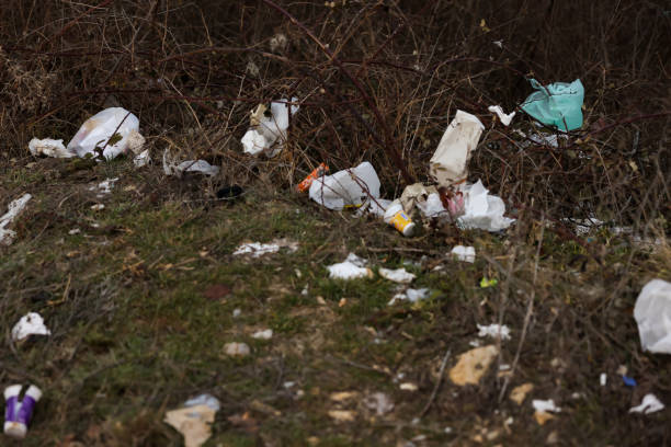 istock Hill with plastic rubbish against rural landscape on background 1652296797