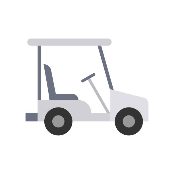 電気ゴルフカートのアイコン。白い背景に輸送ゴルフカートのピクトグラム。 - outline cart golf golf course点のイラスト素材／クリップアート素材／マンガ素材／アイコン素材