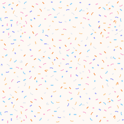 Bakery background. Pastel sprinkles vector pattern on a white background.
