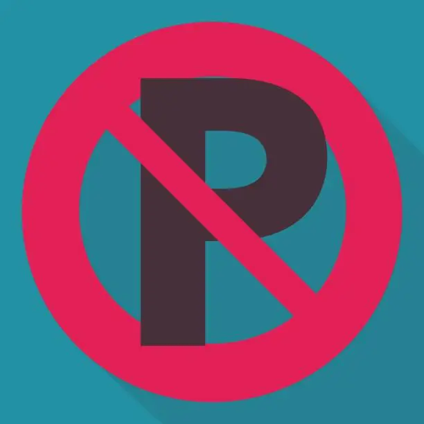 Vector illustration of No parking symbol (flat design)