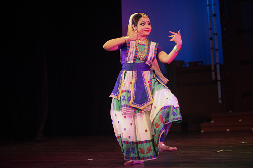 Beautiful sattriya dancer in various poses and dance form of assam