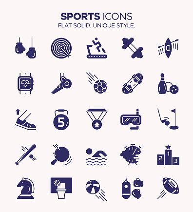 This is a versatile and sleek icon set designed to cover a wide spectrum of sports-related themes.