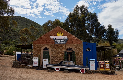 Barrydale, South Africa – April 03, 2023: An antiquated petrol station in Barrydale, South Africa