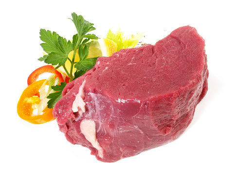 Raw Buffalo Fillet on white Background