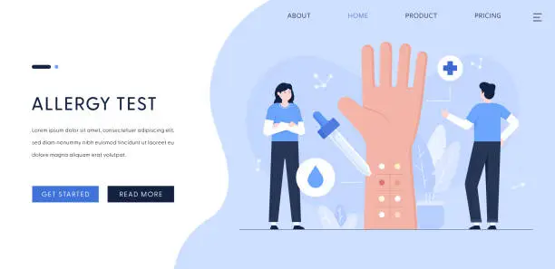 Vector illustration of Allergy Test Landing Page Template