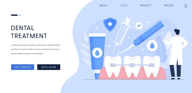 Vector illustration of Dental Treatment Illustration for Landing Page Template