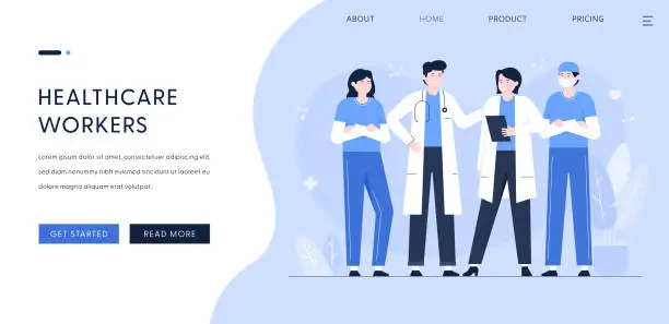 Vector illustration of Healthcare Workers Illustration for Landing Page Template