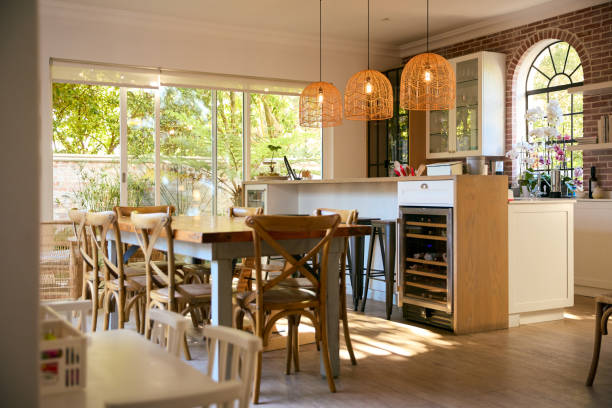 istock Interior Of Modern Home With Kitchen Area Counter With Dining Table 1652377675