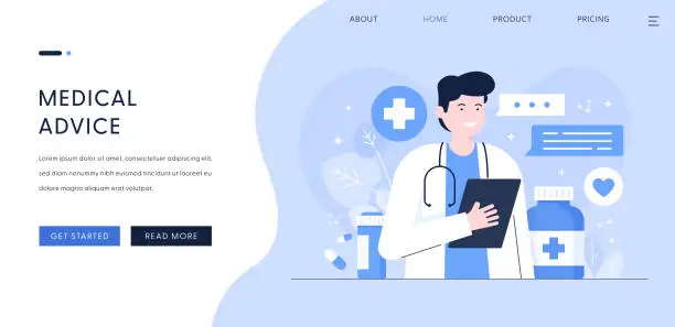Vector illustration of Medical Advice Illustration for Landing Page Template