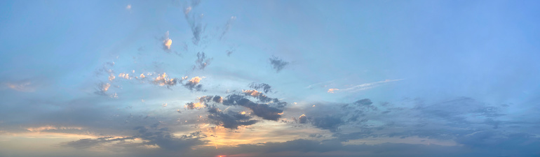 Sunset. Panoramic skyline background. Sky with cloud