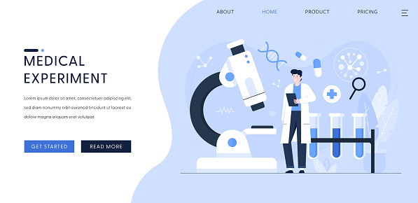 Medical Experiment Landing Page Design for web and mobile