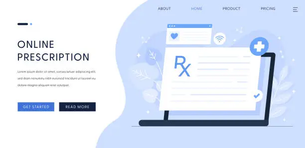 Vector illustration of Online Prescription Illustration for Landing Page Template