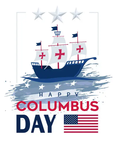 Vector illustration of Happy Columbus Day USA Background.