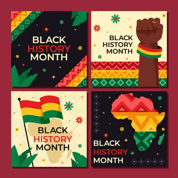Vector illustration of Card Post Design For Black History Month