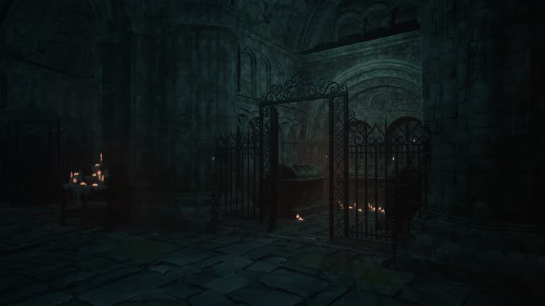 Alluring atmosphere dark gothic chapel flickering candles