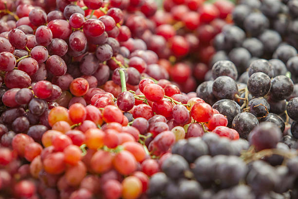 uva - grape red grape red farmers market foto e immagini stock