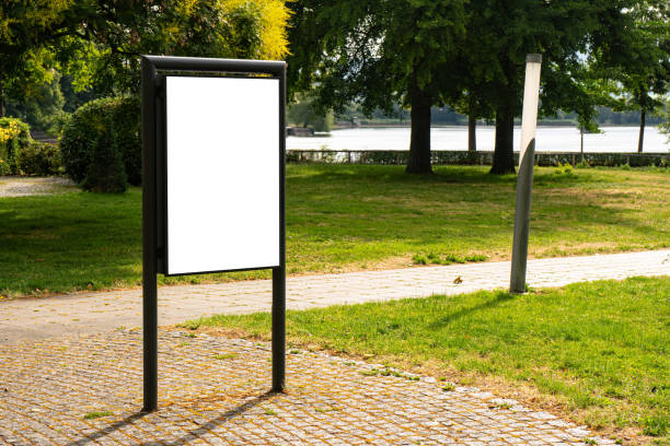 istock White vertical billboards in a park in Germany. 1652424361