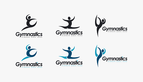 Set of abstract Gymnastics logo icon vector design on white background