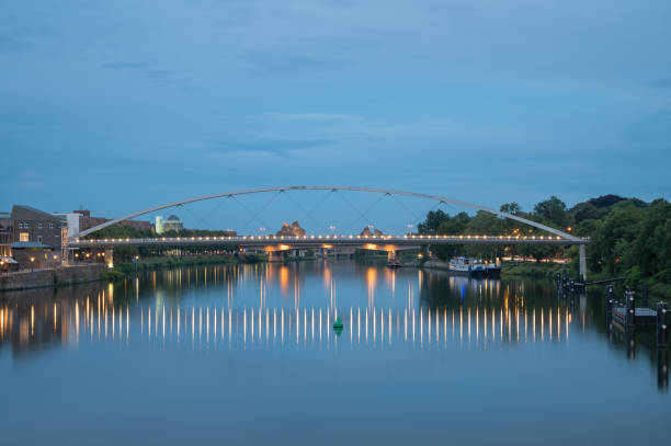 istock Riverscape Maas and Footbridge at Dusk- Maastrich, Netherlands 1652460855
