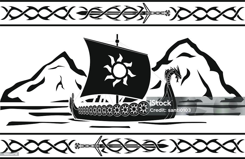 stencil of viking ship stencil of viking ship  vector illustration Viking Ship stock vector