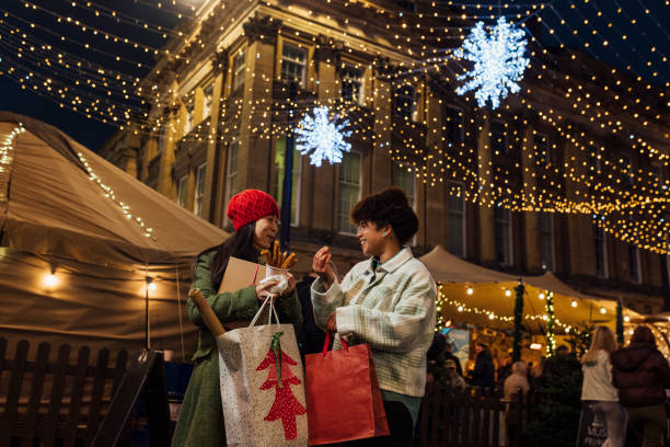 Getting Dessert at the Christmas Market at Night
