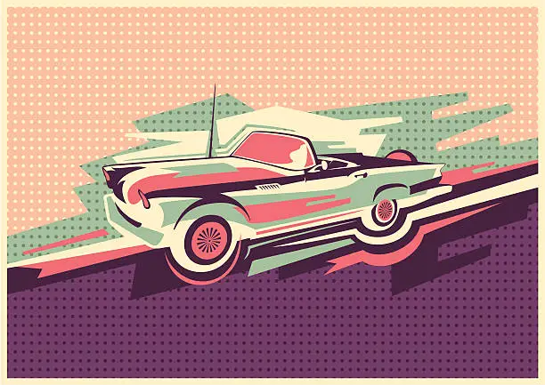 Vector illustration of Poster with convertible.