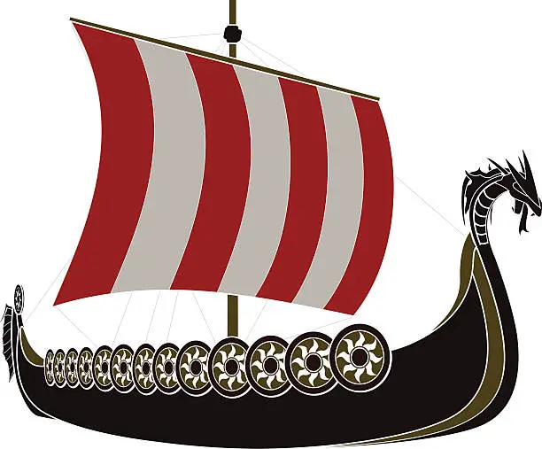 Vector illustration of viking ship