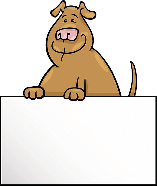 ilustraciones, imágenes clip art, dibujos animados e iconos de stock de perro de historieta con placa o diseño de la tarjeta - invitation blank smiling business card