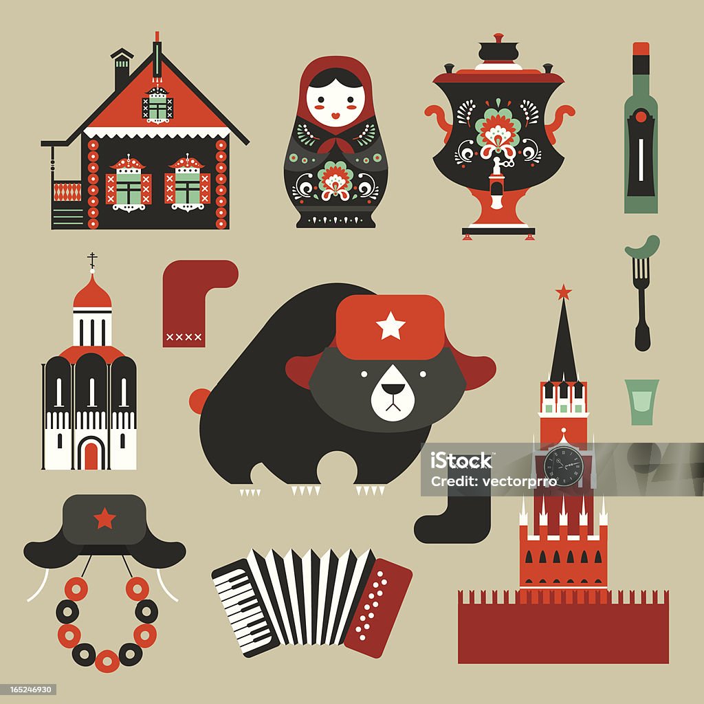 Russian icons Vector set of various stylized russian icons Russia stock vector