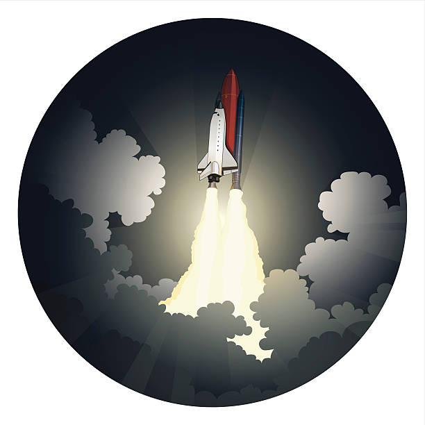 Launch of Space Shuttle vector art illustration