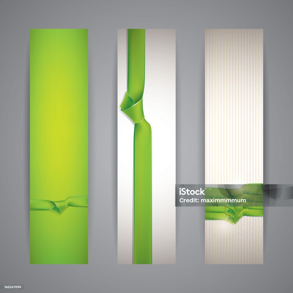 Набор баннеров с зелеными лентами - Векторная графика Абстрактный роялти-фри