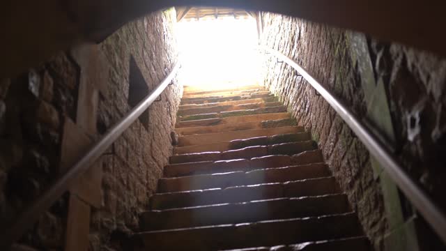 Stairs from the cellar of the abbey of Maillezais in Vendée, France