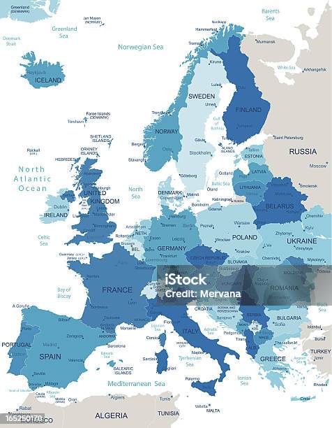 Ilustración de Europaaltamente Detallada Mapa Político y más Vectores Libres de Derechos de Mapa - Mapa, Bélgica, Alemania