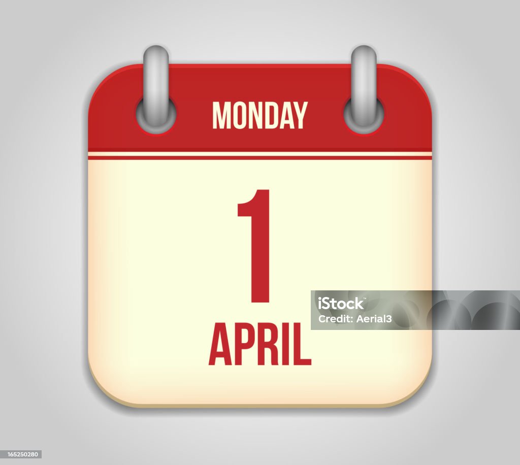 Вектор календарь app значок. 1 апреля fool's day) - Векторная графика 1-е апреля роялти-фри