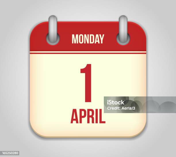 Вектор Календарь App Значок 1 Апреля Fools Day — стоковая векторная графика и другие изображения на тему 1-е апреля - 1-е апреля, Апрель, Векторная графика